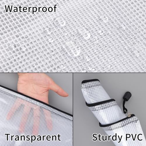 EOOUT 20pcs Mesh Zipper Pouch Bags 8 Size Water Resistant Zipper Bags Plastic Clear Storage Bags for Travel Office Home School Supplies and Board Game Organize - Image 3