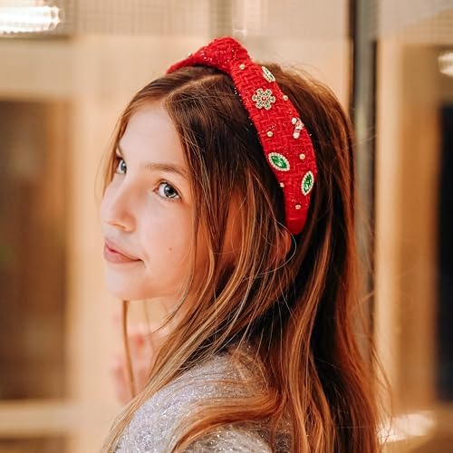 FROG SAC Knot Headband for Girls, Knotted Headbands for Toddler Kids, Rainbow Beaded Unicorn Hair Accessories, Halloween Christmas Stocking Stuffers (Red) - Image 3