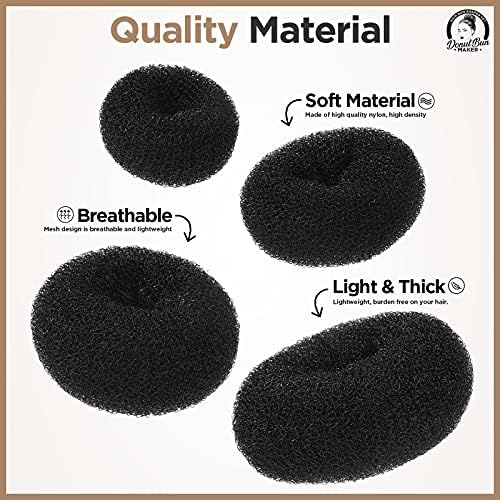 Teenitor Hair Donut, Hair Bun Maker, Black（Extra-large, Large, Medium and Small） - Image 3
