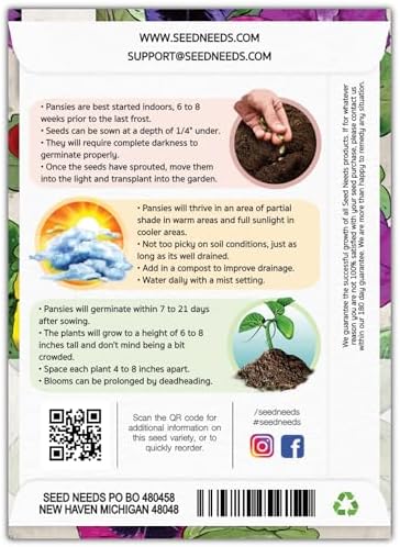 Seed Needs Swiss Giants Pansy Seeds to Plant a Mixture of Flowers 1 Pack - Image 2