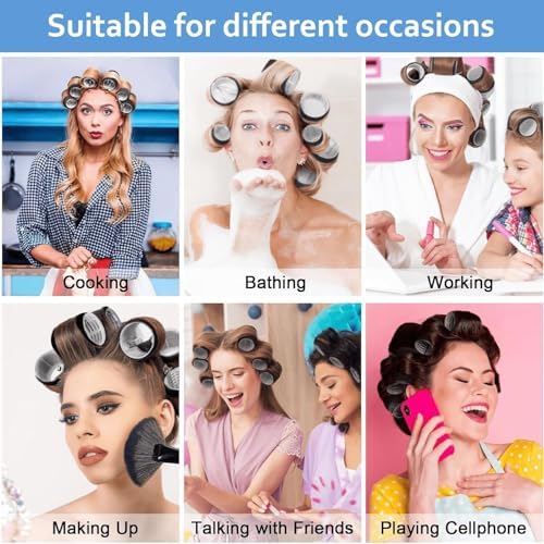 50pcs Hair Rollers with Clips Jumbo Large Medium Small Self Grip Rollers for Big Curlers Roller for Long Medium Short Hair DIY Hairdressing (Black-2, 50Pcs) - Image 7