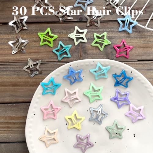 20 PCS Sparkling Star Hair Clips Snap Hair Accessories Non Slip Clips for Girls Women Metal Hair Clip Star Hair Barrettes Stars Hair Clips for Women Stars Hair Clip - Image 4