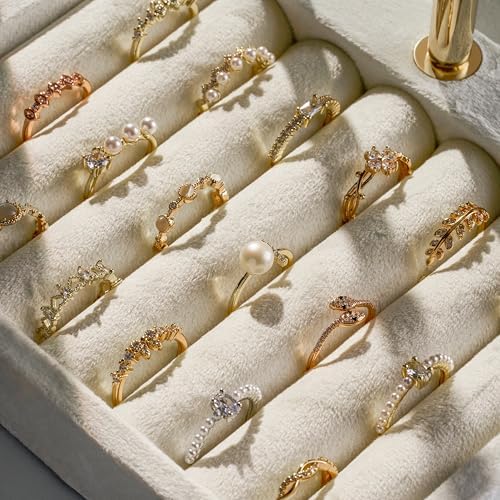 Jewelry Organizer Stand for Necklaces, Bracelets, Earrings, Rings, Beige - Image 2