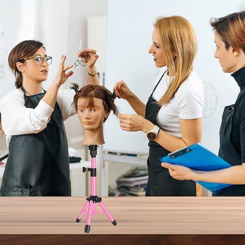 ZQIAN BEAUTY 25 Inch Wig Stand Tripod, Adjustable Mannequin Head Stand, Wig Head Stand for Training Heads And Canvas Block Head (Pink, Mannequin Head Not Included) - Image 7