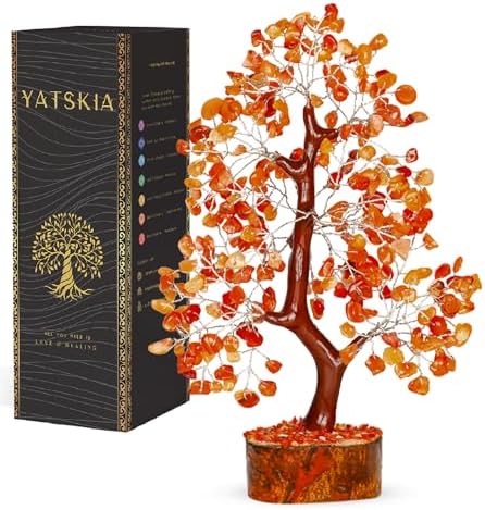 YATSKIA Carnelian Crystal Tree, Birthday Gifts for Women, Sister & Friends, Handmade Crystal Tree of Life, Living Room, Bedroom & Office Decor, Thank You Gifts by YATSKIA