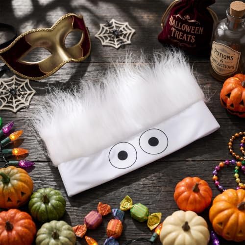 Crazy Wig Hairy Headband Hat, Eyes, White B - Image 7