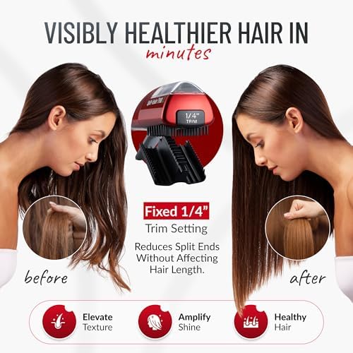 Split-Ender Pro 2 - Original Professional Beauty Tool - Cordless Split End Hair Trimmer for Damaged, Dry, Brittle, Frizzy, Curly or Straight Hair (Red) - Image 5