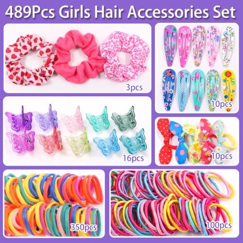 Rosvia Hair Accessories for Toddler Girls,463 Pcs Colorful Hair Ties Set with 26 Pcs Hair Clips,Cute Scrunchies,Butterfly Hair Clips,Ideal Gifts for Girl - Image 4