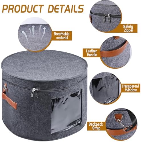 Wig Storage Boxes,Wig Travel Cases Foldable for Multiple Wigs for Men and Women,Yarn Organizer, Cosmetic Cabinet Storage Bag (Medium Grey) - Image 3