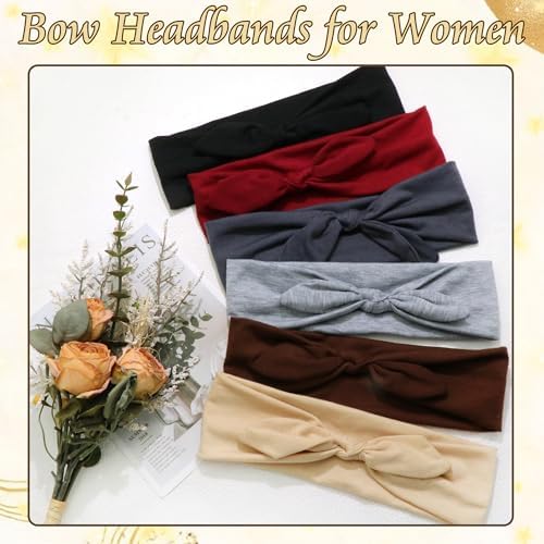 6 Pcs Bow Headbands for Women Boho Rabbit Ears Hair Bands Head Band - Image 2