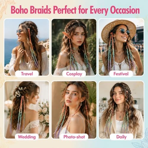 16“ Clip in Dreadlocks Hair Extensions Women Daily (Rainbow Colors) - Image 7