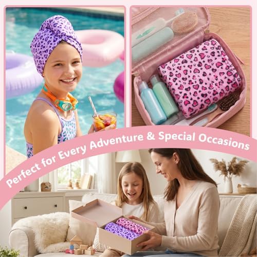 Basumee Microfiber Hair Towel Wrap for Kids Girls, Ultra Absorbent, 2 Pack - Image 5
