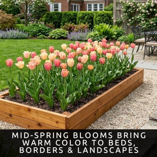 25 Salmon Dynasty Tulip Bulbs | Coral Pink Spring Flowers for Fall Planting - Image 2