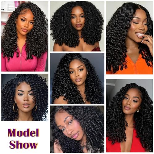 Burmese Curly Crochet Human Hair 22 Inch 60g Human Crochet Hair for Black Women Miracle Knots Hair Pre-Separated Feather Crochet Human Hair Bundles Invisible Hair Extensions Natural Black - Image 6