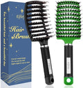 Boar Bristle Hair Brush, Detangler for Women Men, Wet & Dry Hair by Elfirly