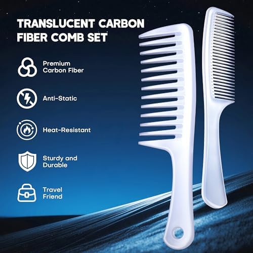SALONSILK Combs for Women and Men, 4PCS Translucent Professional Comb Set, Wide Tooth Rat Tail Fine Tooth Set for All Hair Types - Image 3