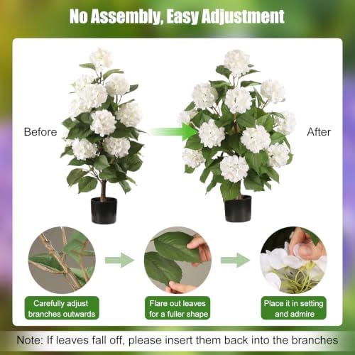 3FT Artificial Hydrangea Tree,White 2 Pack - Image 5