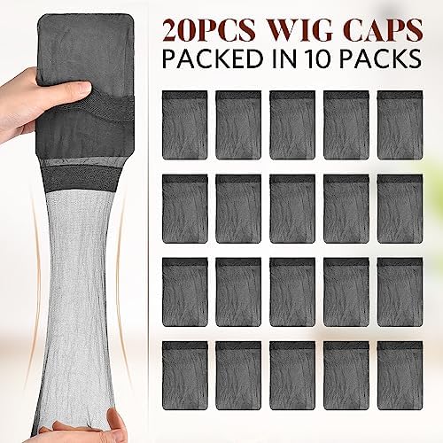MORGLES HD Transparent Wig Caps 20 Pack Black Ultra Thin for Women Men - Image 5