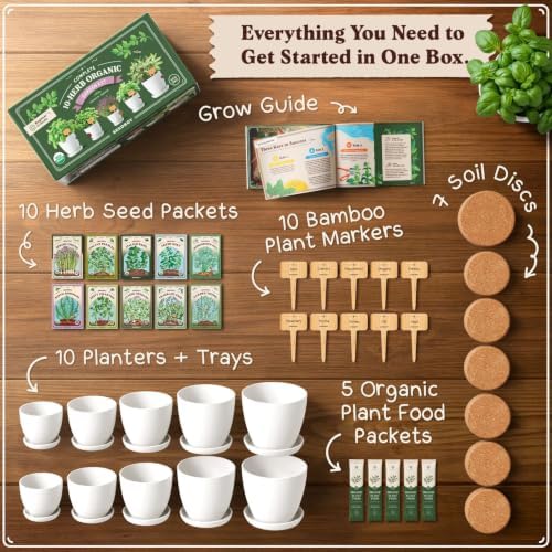 Indoor Herb Garden Starter Kit with 10 USDA Organic Seeds and Pots - Image 2