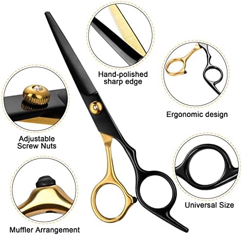 11-Piece Hair Cutting Scissors Kit, Straight & Thinning Shears, Black Gold - Image 4