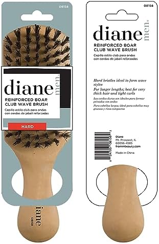 Diane Reinforced Boar Bristle Club Wave Brush for Men and Barbers – Hard Bristles for Thick to Coarse Hair – Use for Detangling, Smoothing, Wave Styles, Restore Shine and Texture - Image 5