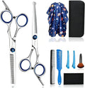 Kids Hair Cutting Kit, Complete Haircut Set for Children – Safety Round Tip Scissors, Thinning Shears, Razor Comb, Barber Cape, Neck Duster, Comb & Clips, Home Haircut Kit with Bag by Fcysy