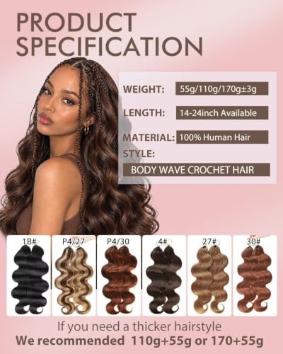P4/27 Brown-Blonde Color 16 Inch Human Crochet Hair for Black Women Feather Crochet Extensions 55g 40 Strands Resusable Miracle Look Hair Bundles Soft Lightweight Small Knots Body Wave - Image 5