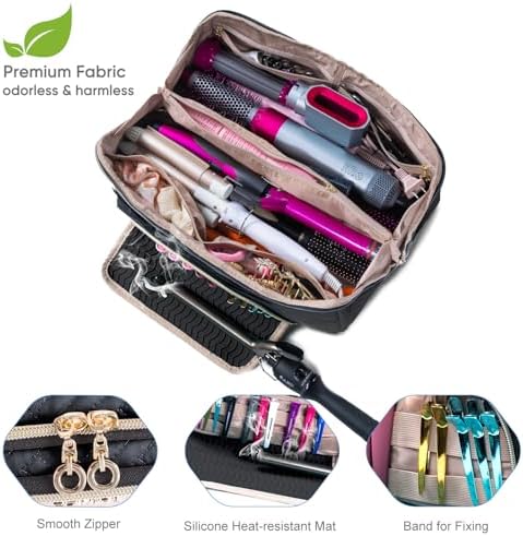 Large Hair Tools Travel Bag with Iron Mat - 2in1 Hair Tools Organizer for Hair Dryer Brush, Flat Irons, Straighteners, Curling Irons, Hair Bag, Makeup Bag, Cosmetic Bag for Travel Essentials - Image 4
