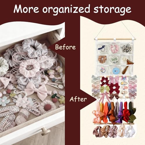 Headband Holder Bows Organizer for Girls | High Capacity Wall Mounted Hair Accessories Organizer Holder for Hair Bows & Clips | Girls Room Wall Decor - Image 4
