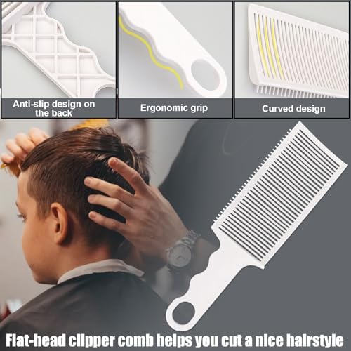 Fade Hair Trimming Guide for Men Haircut, Adjustable Silicone Curved Haircut Band, Curved Positioning Comb and Flat Top Comb for Home DIY Haircuts, Self Haircut Kit Guide Salon Styling Tools - Image 3
