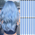 Colored Hair Extensions Clip in Baby Blue Hairpiece 14PCS Synthetic by LADYAMZ