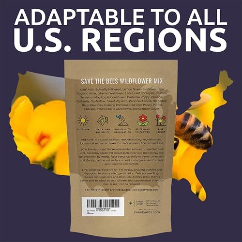 Bee Friendly Wildflower Seed Mix - Bulk 1/4 Pound Bag - Over 30,000 Open Pollinated Seeds - 100% Pure Live Seed - Save The Bees! - Image 7
