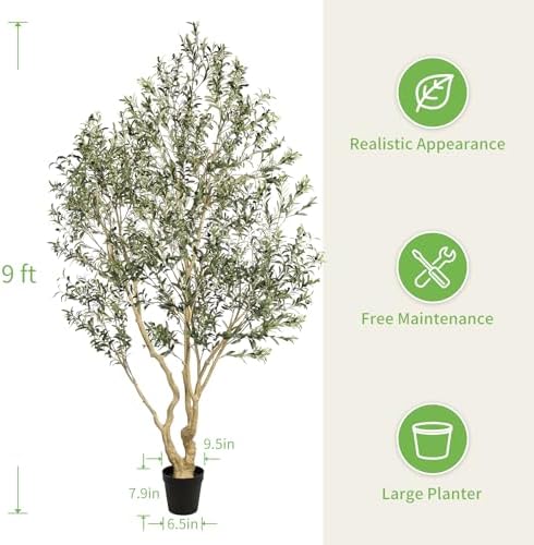Realead Large Artificial Olive Tree 9ft with Thick Trunk & Realistic Leaves - Image 3