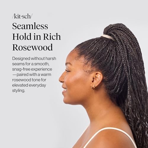 Kitsch Seamless Hair Ties No Damage - Stretchy Hair Bands - Rosewood, 8pcs - Image 2