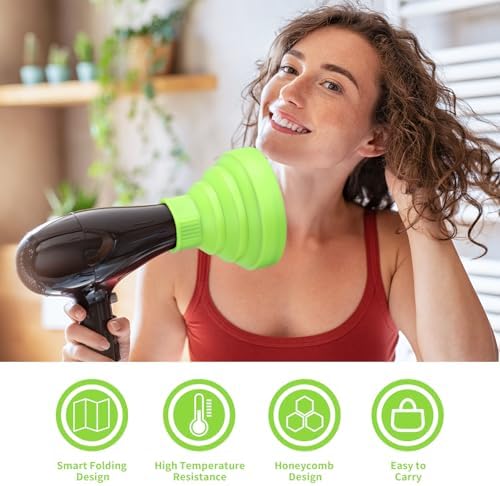 Segbeauty Collapsible Blow Dryer Diffuser, Travel Portable Hair Diffuser for Natural Curly Hair, Professional Lightweight Folding Diffuser Attachment for Dryers Nozzle 1.54 to 1.69 inches Green - Image 6