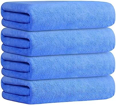 JML Microfiber Bath Towels, 4 Pack, 30" x 60", Blue by JML