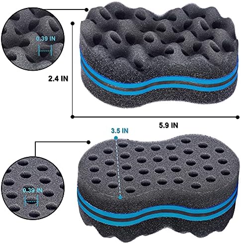 Magic Twist Hair Sponges Set, Big Holes Sponge Brush for Hair, Curling Sponge Glove for Men Women Curls with Metal Afro Pick(6.7 inch) - Image 3