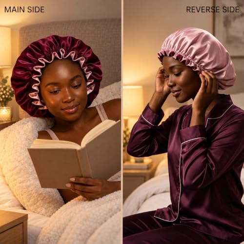 Silk Satin Hair Bonnet for Sleeping Reversible - Image 2
