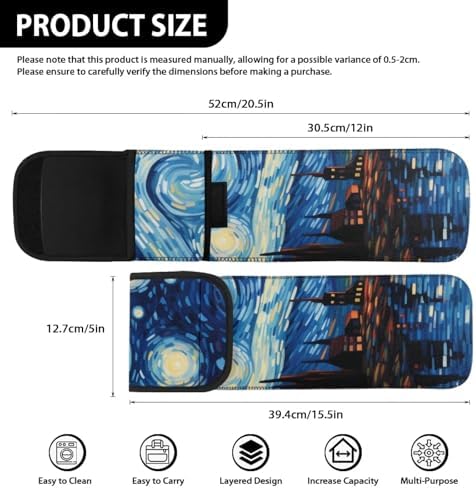 Starry Sky Oil Painting Flat Iron Travel Case Heat Resistant Waterproof Hair Straightener Curler Storage Bag Pouch Protector Sleeve Travel Hair Accessories Organizer - Image 6
