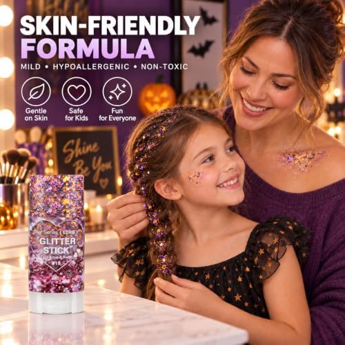 Mysense Halloween Glitter Stick,Black Purple Orange Face Hair Body Glitter - Image 5