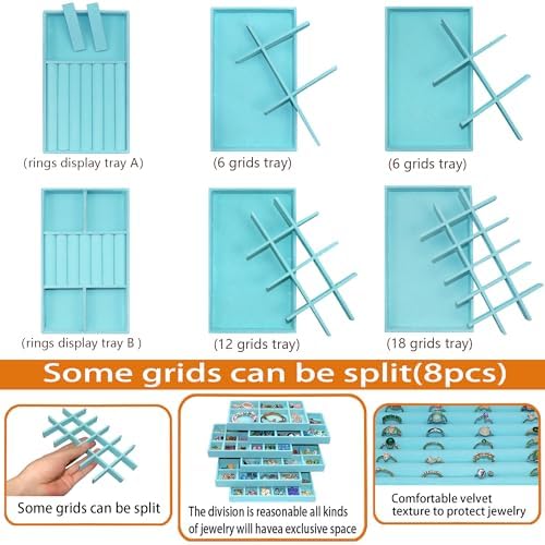 12 Set Jewelry Trays Organizer Stackable Jewelryy Display Case Storage Box for Earring Necklace Rings Bracelet Watch - Image 5