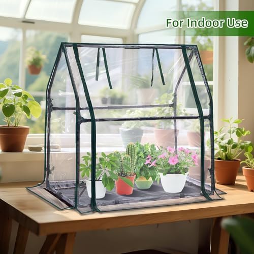 Mini Greenhouse for Indoor Outdoor: Ohuhu Tabletop Portable Green House with Waterproof Pad for Small Plants Nursery Germination, 36"x18"x33" Heavy-Duty Cover Tent Humidity Dome Seedling Accessory - Image 6