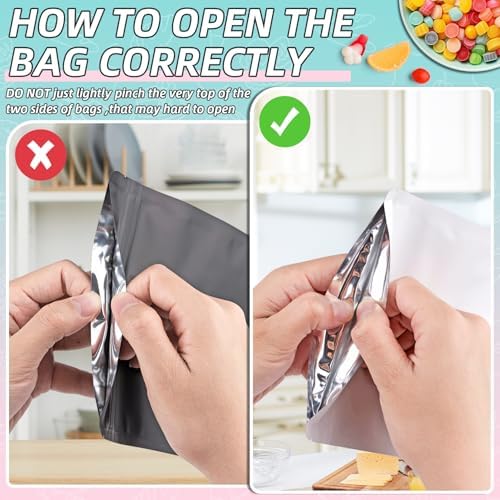 FUNFERY Stand Up Mylar Resealable Bags for Food Storage-Black 5.9x8.6 inch - Image 6