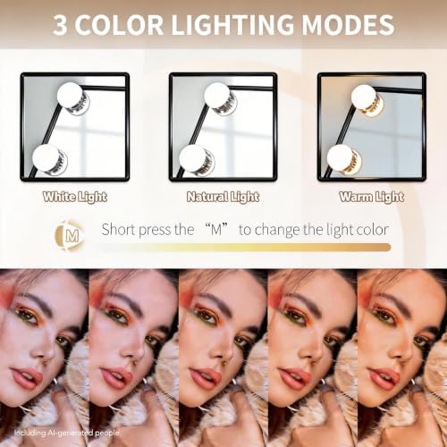 Makeup Vanity Mirror with Lights,10X, Black 13.77"x 11.81" - Image 6