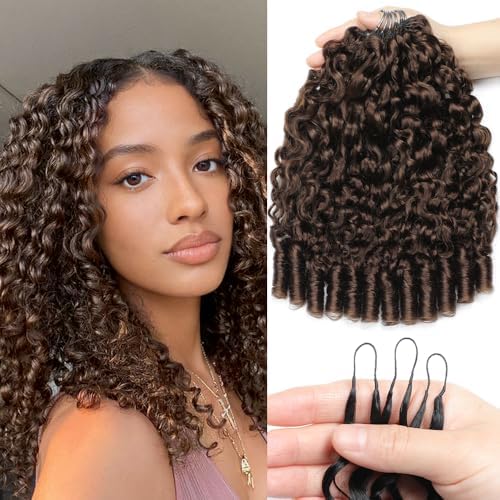 Feather Crochet Human Hair Burmese Curly 20 Inch 150g Knotless Pre‑Separated Invisible 120 Strands Lightweight Reusable Crochet Human Hair Extensions 4# Chotolate Brown by EINbeauty
