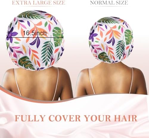 3Pcs Bonnets for Sleeping, Extra Satin Silk Bonnet for Sleeping Women with Tie Band for Curly Hair Jumbo Bonnet Braids - Image 2