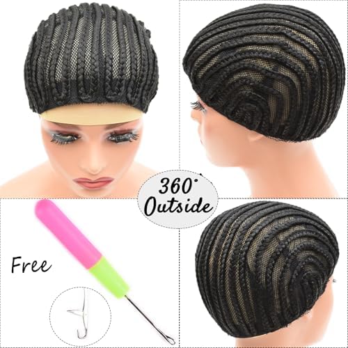 Braided Wig Cap For Crochet Hair Braids Breathable Cornrow Cap for Easier Sew in Weave Hair Glueless Black Cornrow Crochet Wig Cap For Making Wig Large Size(braided caps,1pc) - Image 2