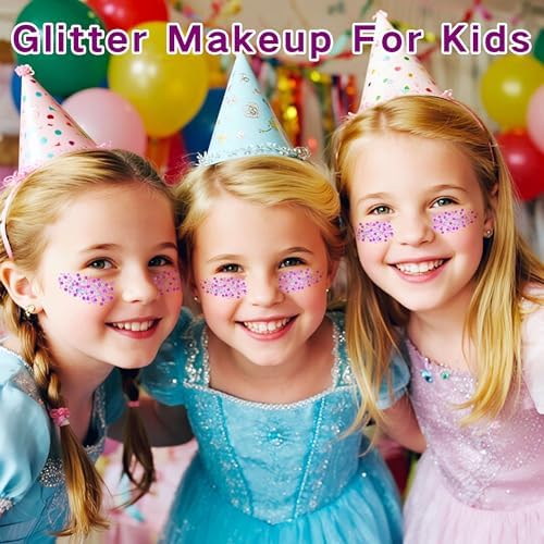 MEICOLY Purple Hair Glitter Kids Makeup,Holographic Halloween Game Day Spirit Day Face Glitter,Self-Adhesive Mermaid Sequins Face Body Glitter,Chunky Glitter for Festival Rave Accessories - Image 5