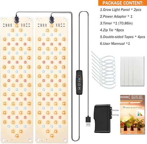 Grow Lights for Indoor Plants,Ultra-Thin Panel Grow Lamp,158LEDs Full Spectrum Grow Lights for Under Cabinet Plant, Grow Lamp with 3/9/12H Timer,10 Dimmable Levels for Plants Growing(2PCS) - Image 7