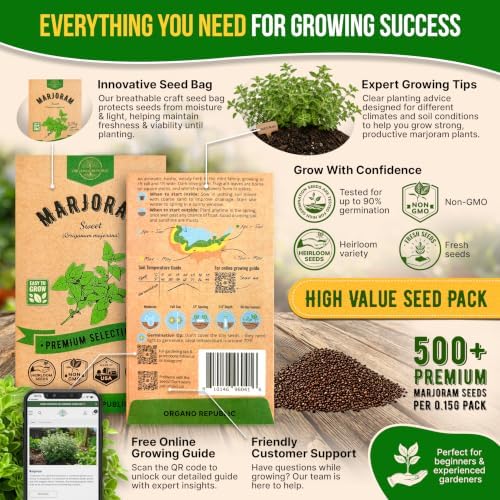 Marjoram Seeds Pack 0.15 G - Over 500 Non-GMO Heirloom Marjoram Seeds for Planting Herbs in Individual Seed Packet - Image 3